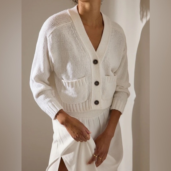 Brochu Walker Sweaters - Brochu Walker Cropped Cardigan Salt L